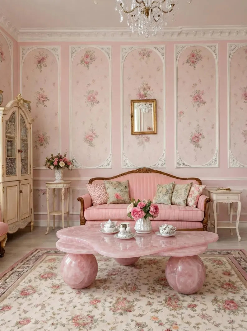 Rose Quartz Marble Coffee Table