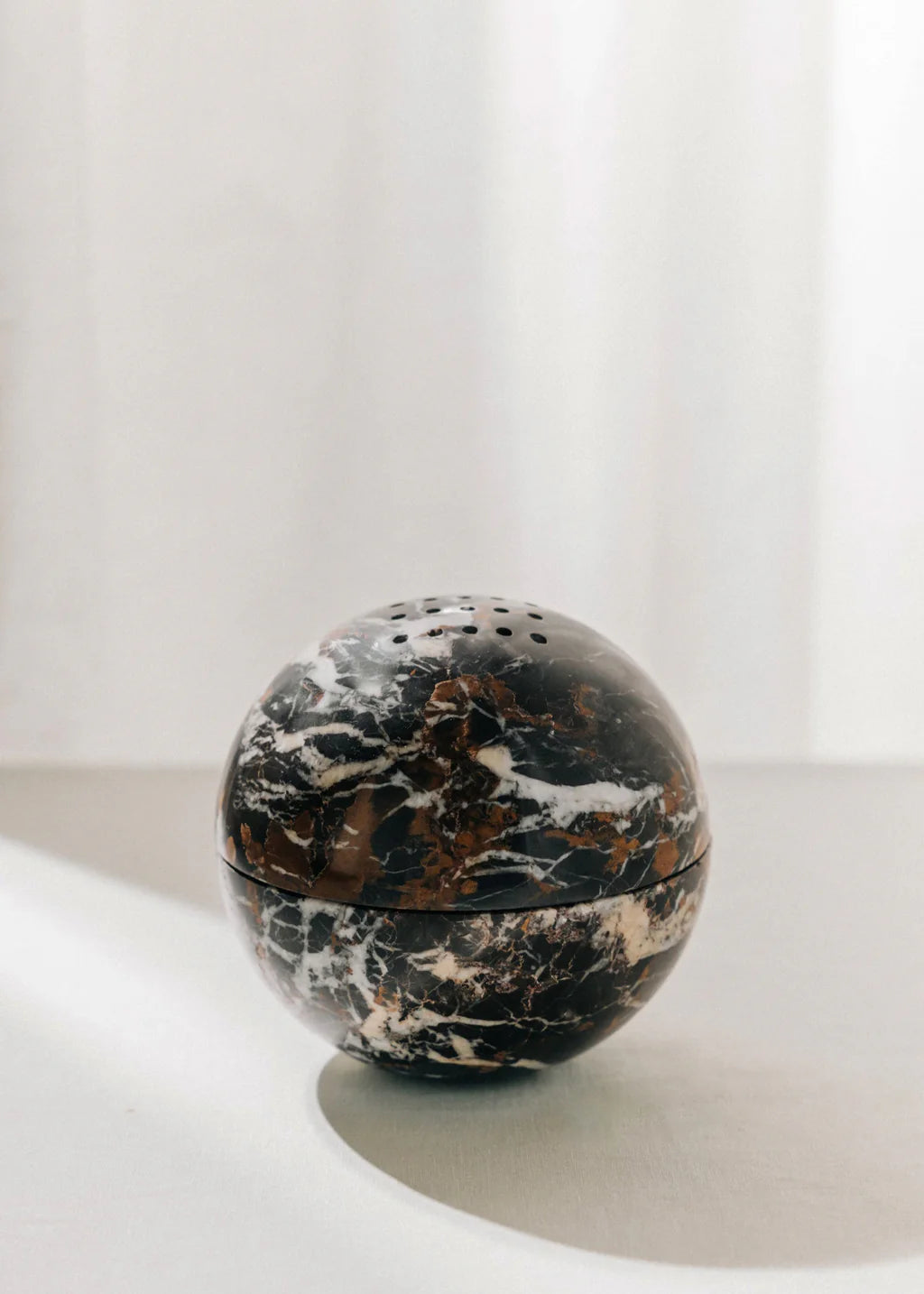 Marble Globe Incense Burner Obsidian