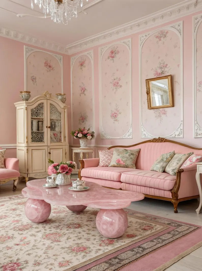 Rose Quartz Marble Coffee Table