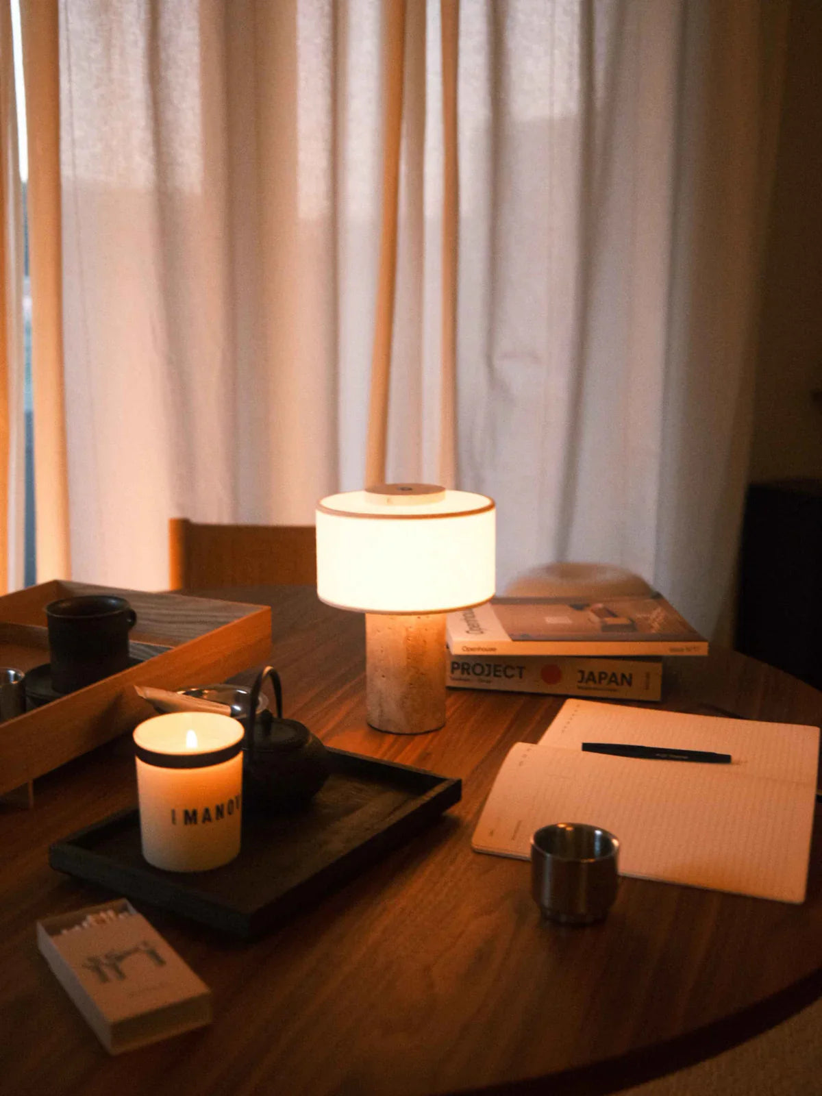 Aura Portable Lamp - TRAVERTINE STONE