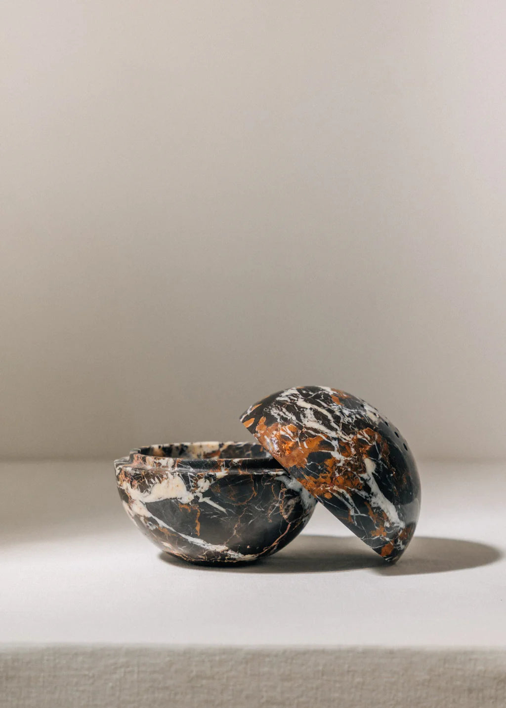 Marble Globe Incense Burner Obsidian