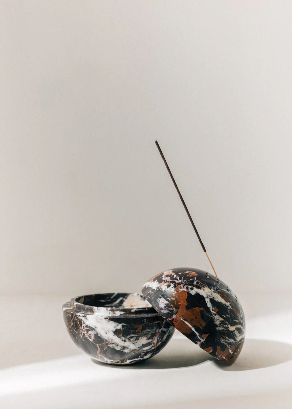 Marble Globe Incense Burner Obsidian